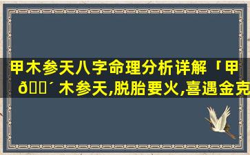 甲木参天八字命理分析详解「甲 🌴 木参天,脱胎要火,喜遇金克,方能成器 🐈 」